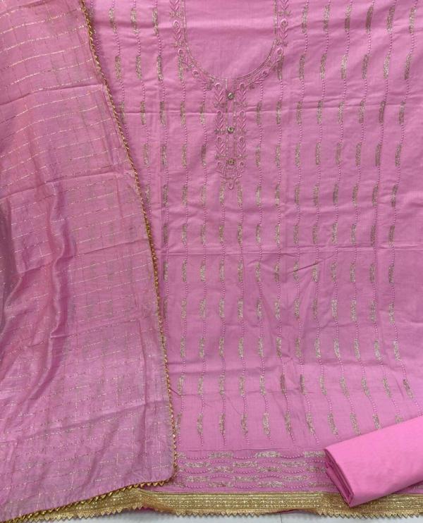 Chanderi Chex 1 Fancy Embroidery Dress Materials 